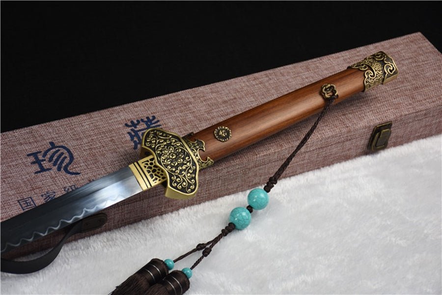 Tang Dao Gold Peony T10 Clay Tempered Rosewood Scabbard 金牡丹 | KatanaSwordArt Dao For Sale