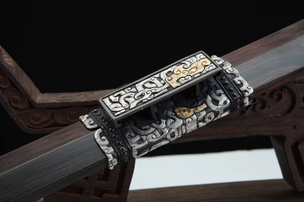 Tang Dao Han General Damascus Folded Clay Tempered Ebony Wood Scabbard 將軍 | KatanaSwordArt Dao For Sale