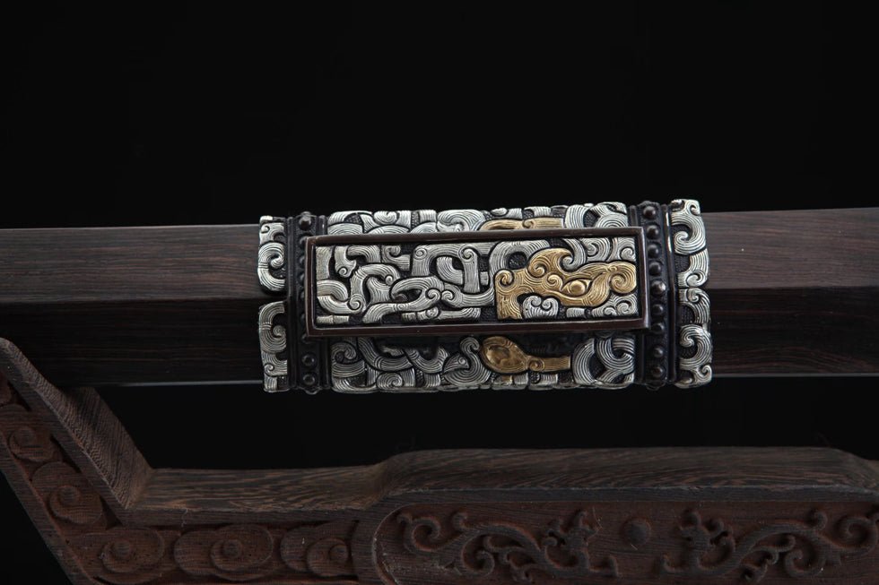 Tang Dao Han General Damascus Folded Clay Tempered Ebony Wood Scabbard 將軍 | KatanaSwordArt Dao For Sale