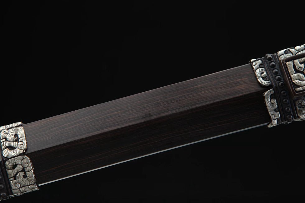 Tang Dao Han General Damascus Folded Clay Tempered Ebony Wood Scabbard 將軍 | KatanaSwordArt Dao For Sale