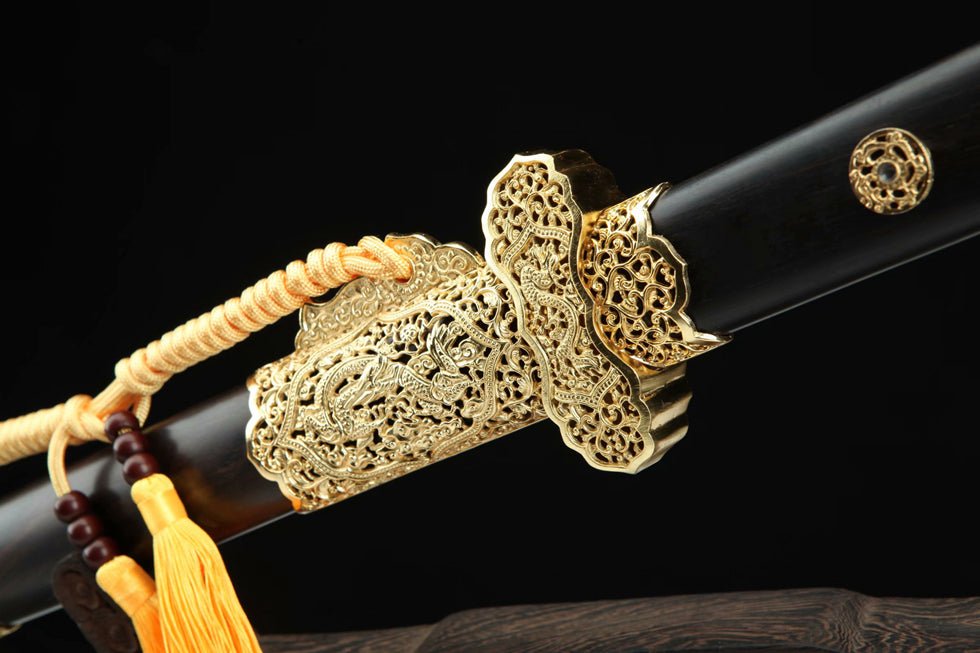 Tang Dao Jinglong Damascus Folded Clay Tempered Ebony Wood Scabbard 精龍 | KatanaSwordArt Dao For Sale