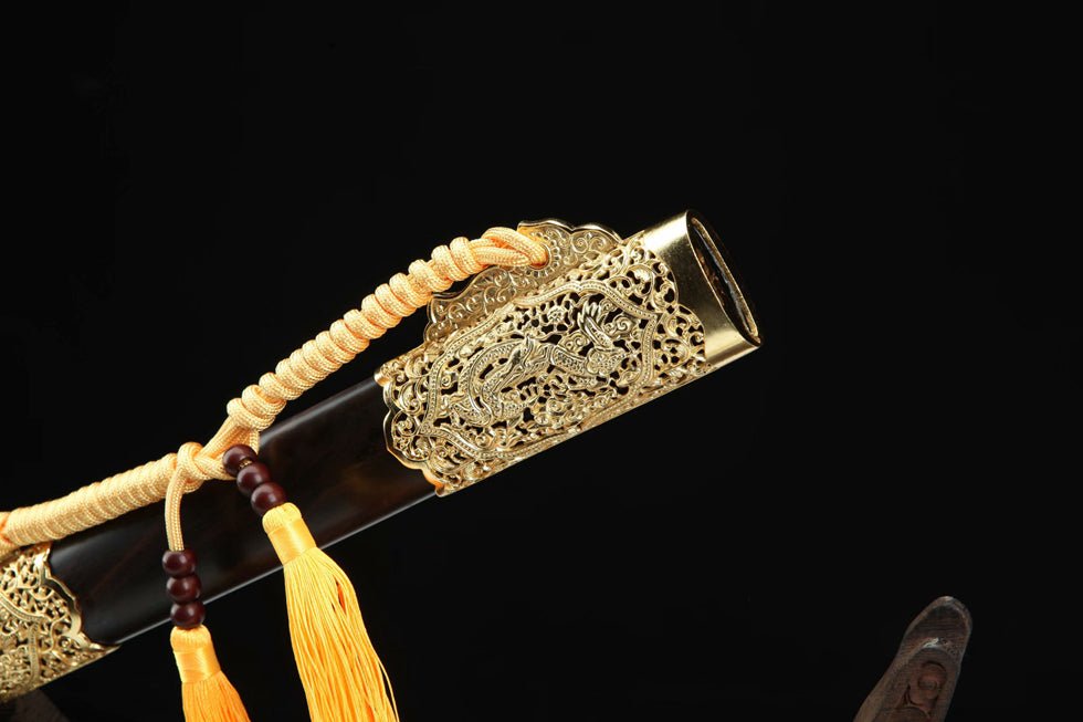 Tang Dao Jinglong Damascus Folded Clay Tempered Ebony Wood Scabbard 精龍 | KatanaSwordArt Dao For Sale