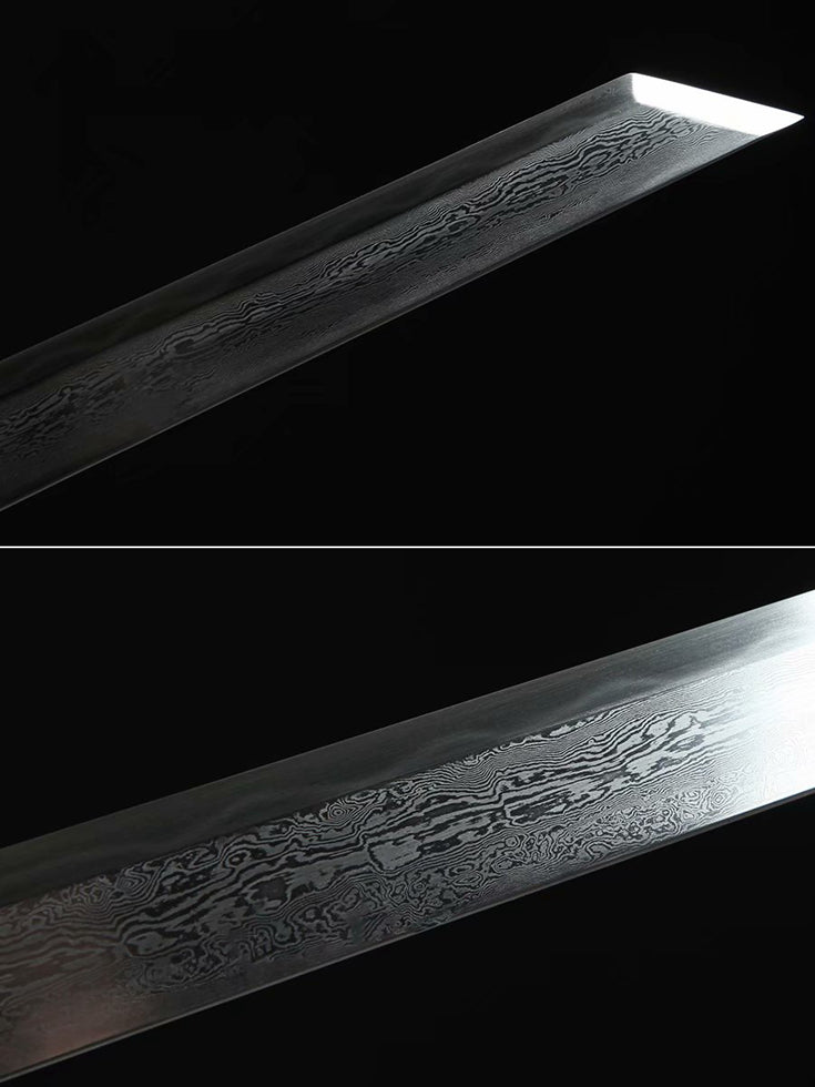 Tang Dao Jinglong Damascus Folded Clay Tempered Ebony Wood Scabbard 精龍 | KatanaSwordArt Dao For Sale