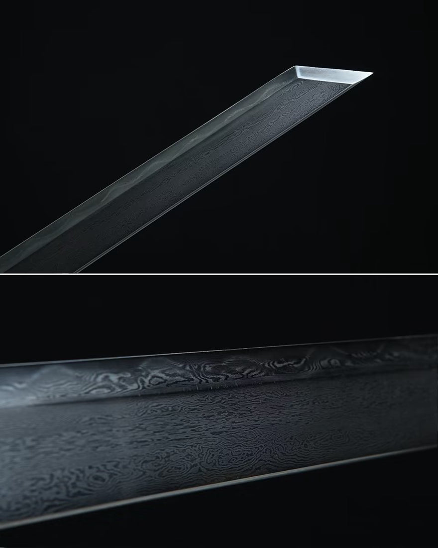 Tang Dao Kowloon Damascus Folded Clay Tempered Blue Ray Skin Scabbard 九龍 | KatanaSwordArt Dao For Sale