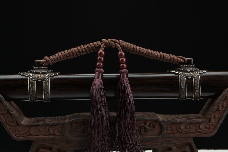 Tang Dao Lotus Damascus Folded Clay Tempered Ebony Wood Scabbard 蓮花 | KatanaSwordArt Dao For Sale