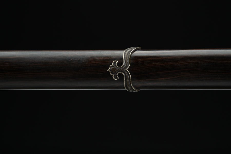 Tang Dao Lotus Damascus Folded Clay Tempered Ebony Wood Scabbard 蓮花 | KatanaSwordArt Dao For Sale