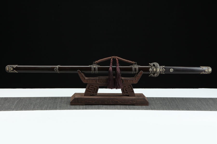 Tang Dao Lotus Damascus Folded Clay Tempered Ebony Wood Scabbard 蓮花 | KatanaSwordArt Dao For Sale