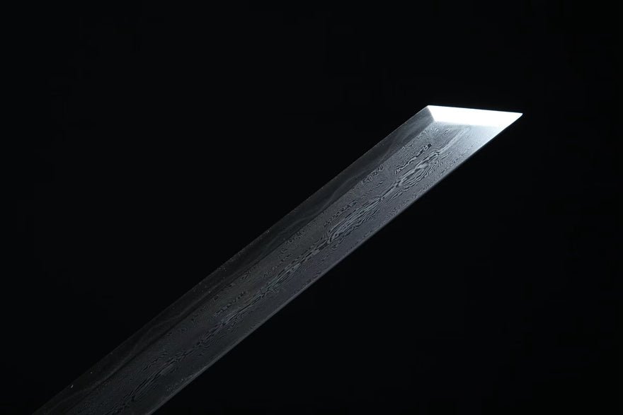 Tang Dao Panlong Damascus Folded Clay Tempered Ebony Wood Scabbard 蟠龍 | KatanaSwordArt Dao For Sale