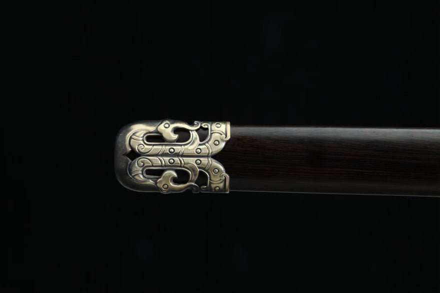 Tang Dao Panlong Damascus Folded Clay Tempered Ebony Wood Scabbard 蟠龍 | KatanaSwordArt Dao For Sale