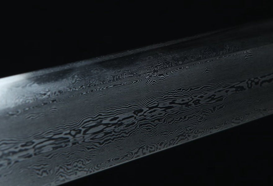 Tang Dao Panlong Damascus Folded Clay Tempered Ebony Wood Scabbard 蟠龍 | KatanaSwordArt Dao For Sale