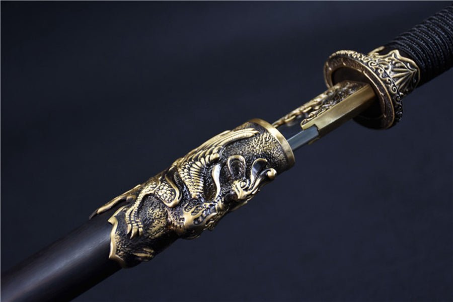 Tang Dao Phoenix Damascus Folded Clay Tempered Ebony Wood Scabbard 鳳凰 | KatanaSwordArt Dao For Sale