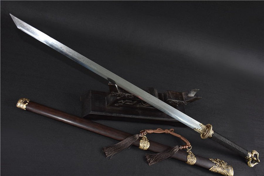 Tang Dao Phoenix Damascus Folded Clay Tempered Ebony Wood Scabbard 鳳凰 | KatanaSwordArt Dao For Sale