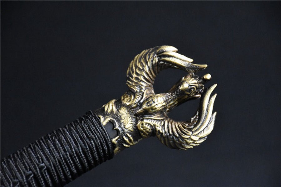 Tang Dao Phoenix Damascus Folded Clay Tempered Ebony Wood Scabbard 鳳凰 | KatanaSwordArt Dao For Sale
