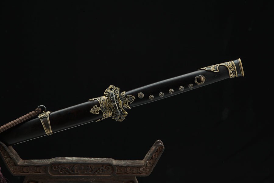 Tang Dao Qibing Damascus Folded Clay Tempered Ebony Wood Scabbard 騎兵 | KatanaSwordArt Dao For Sale