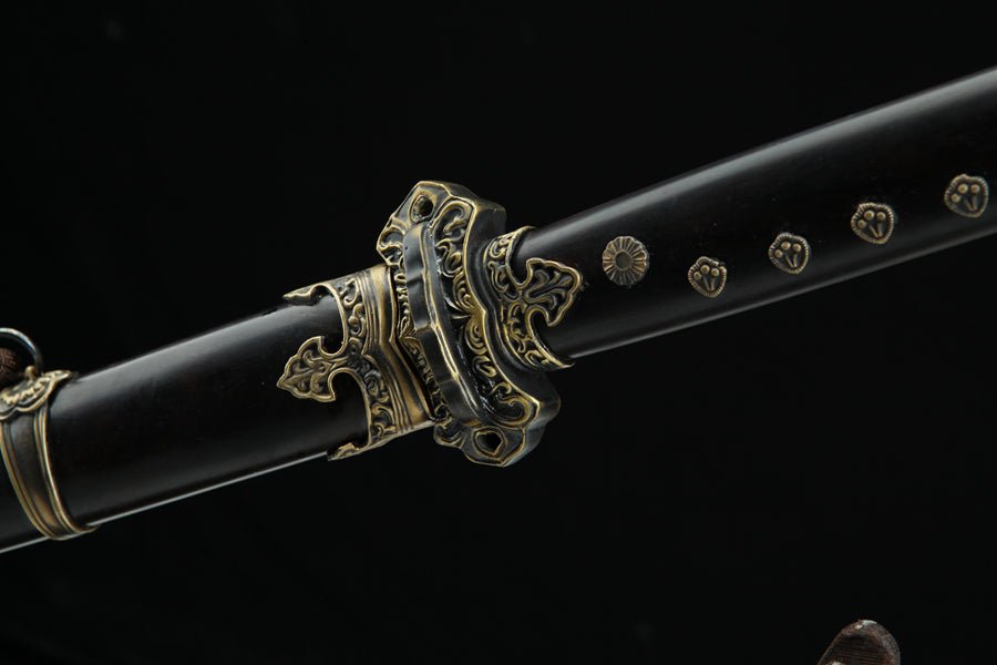 Tang Dao Qibing Damascus Folded Clay Tempered Ebony Wood Scabbard 騎兵 | KatanaSwordArt Dao For Sale