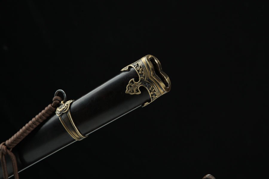 Tang Dao Qibing Damascus Folded Clay Tempered Ebony Wood Scabbard 騎兵 | KatanaSwordArt Dao For Sale