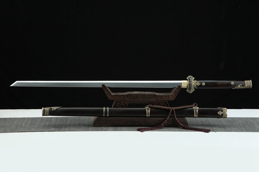 Tang Dao Qibing Damascus Folded Clay Tempered Ebony Wood Scabbard 騎兵 | KatanaSwordArt Dao For Sale