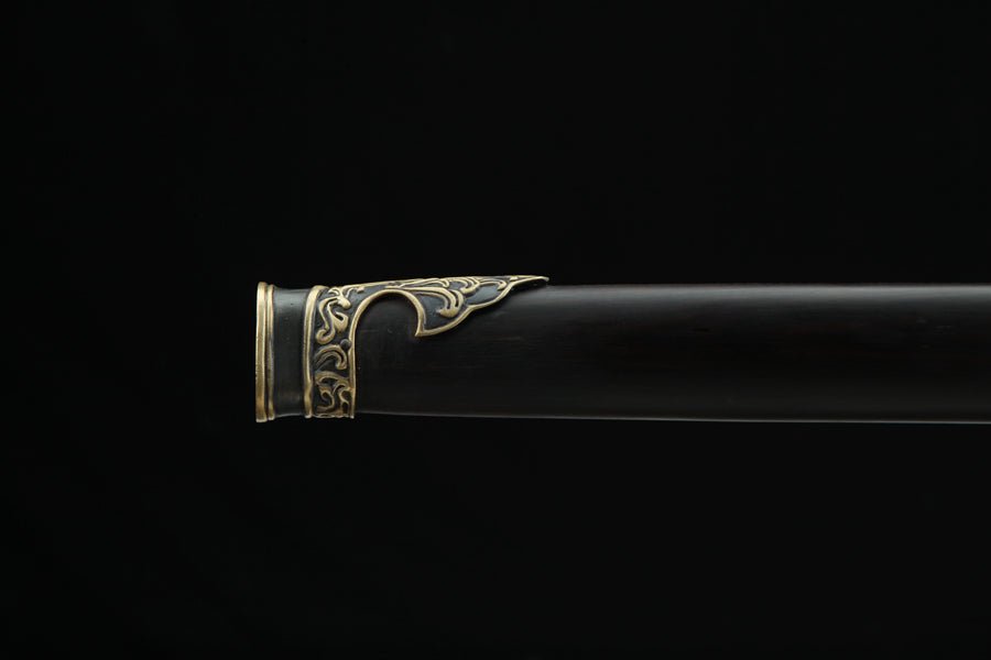 Tang Dao Qibing Damascus Folded Clay Tempered Ebony Wood Scabbard 騎兵 | KatanaSwordArt Dao For Sale