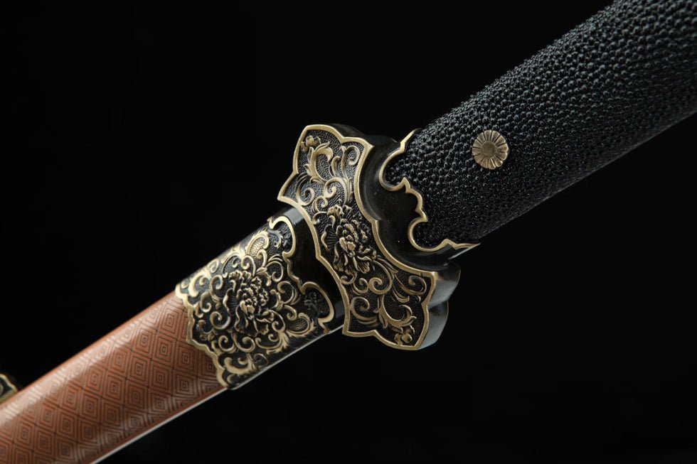 Tang Dao Qingguo Damascus Folded Clay Tempered Brass Scabbard 傾國 | KatanaSwordArt Dao For Sale
