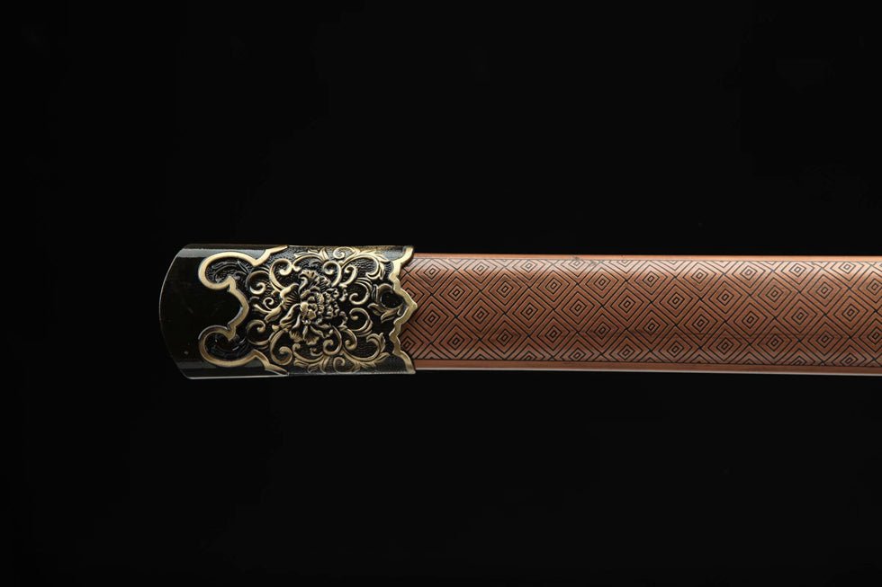 Tang Dao Qingguo Damascus Folded Clay Tempered Brass Scabbard 傾國 | KatanaSwordArt Dao For Sale