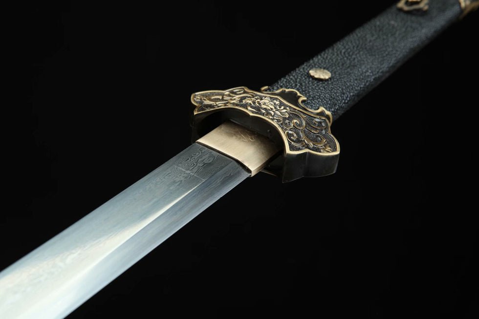 Tang Dao Qingguo Damascus Folded Clay Tempered Brass Scabbard 傾國 | KatanaSwordArt Dao For Sale