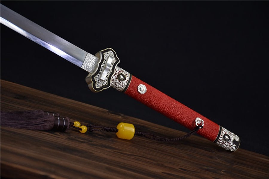 Tang Dao Royal Guard Damascus Folded Clay Tempered Red Ray Skin Scabbard 守衛 | KatanaSwordArt Dao For Sale