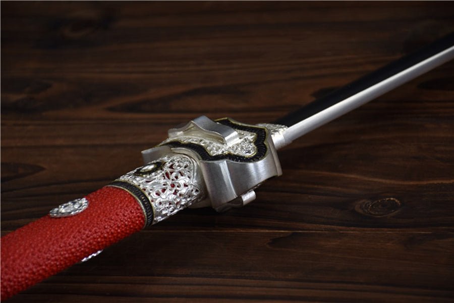 Tang Dao Royal Guard Damascus Folded Clay Tempered Red Ray Skin Scabbard 守衛 | KatanaSwordArt Dao For Sale