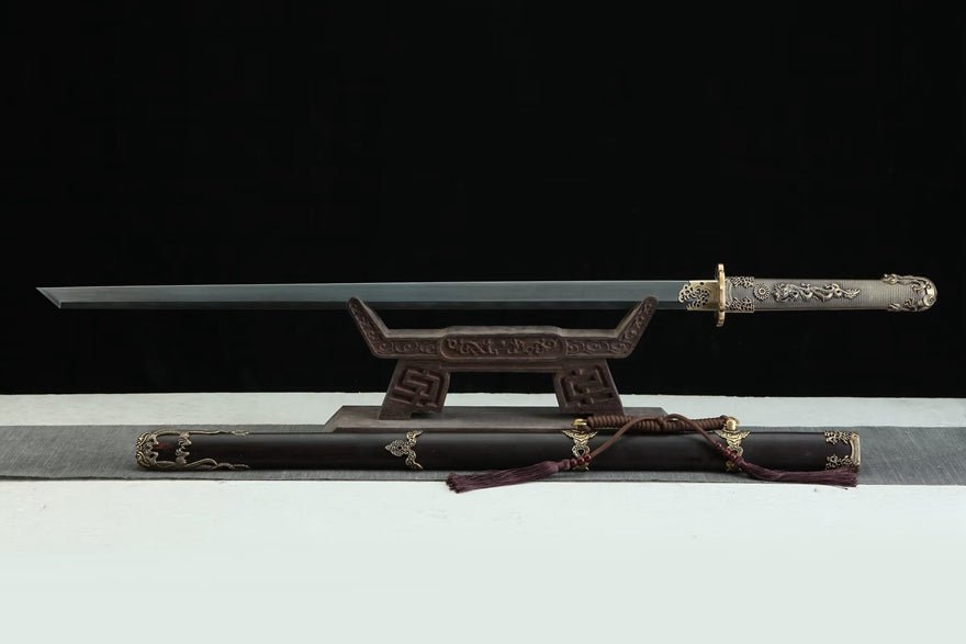 Tang Dao Shuilong Damascus Folded Clay Tempered Ebony Wood Scabbard 水龍 | KatanaSwordArt Dao For Sale