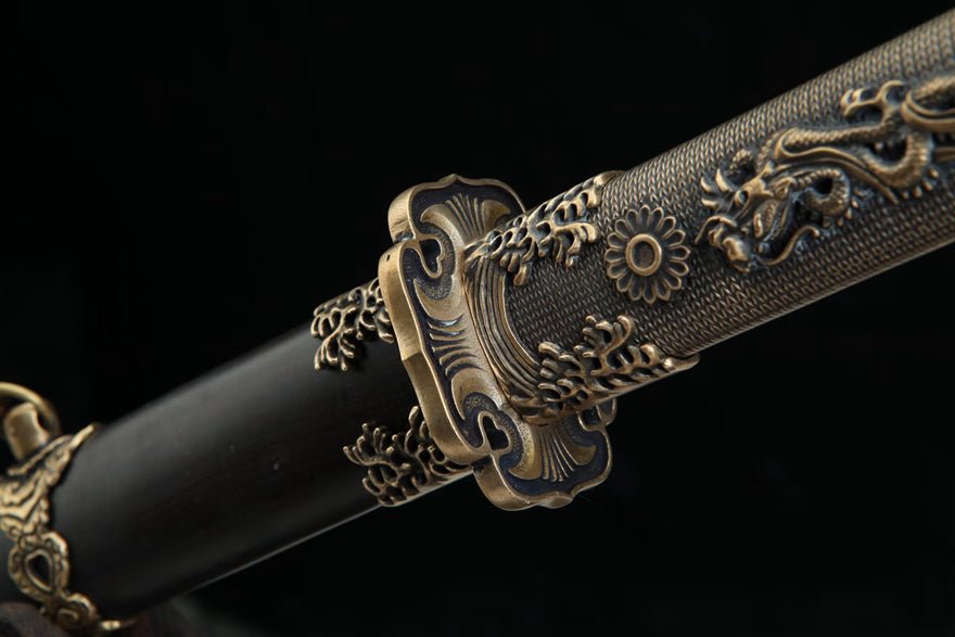 Tang Dao Shuilong Damascus Folded Clay Tempered Ebony Wood Scabbard 水龍 | KatanaSwordArt Dao For Sale