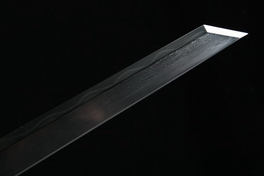 Tang Dao Shuilong Damascus Folded Clay Tempered Ebony Wood Scabbard 水龍 | KatanaSwordArt Dao For Sale