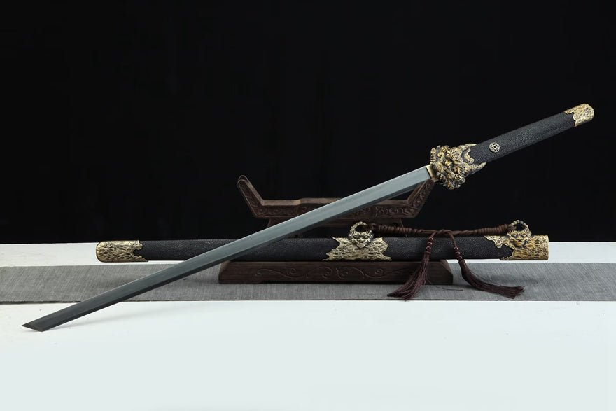 Tang Dao SkyFall Damascus Folded Clay Tempered Black Ray Skin Scabbard 天隕 | KatanaSwordArt Dao For Sale