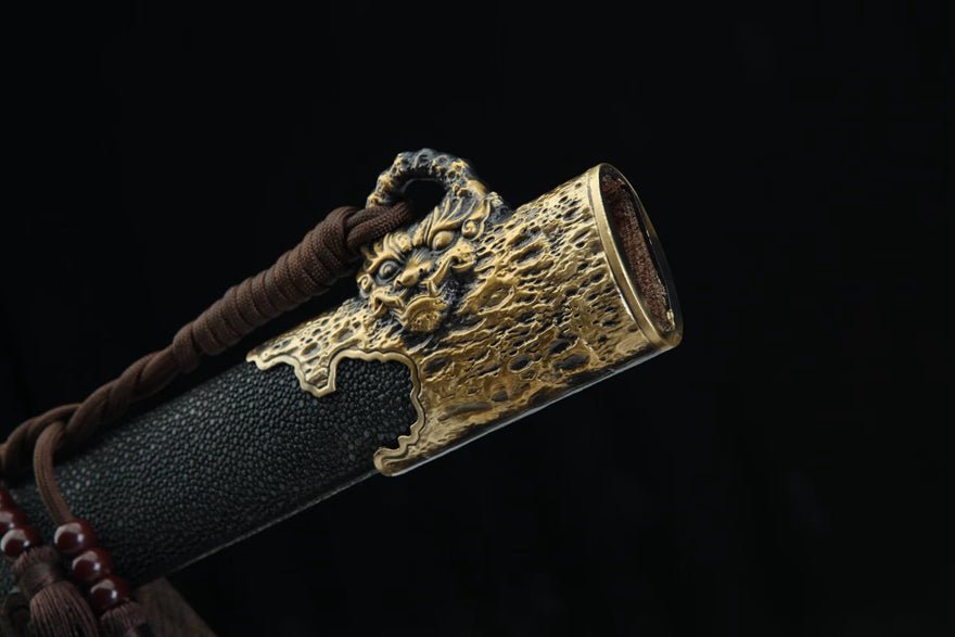 Tang Dao SkyFall Damascus Folded Clay Tempered Black Ray Skin Scabbard 天隕 | KatanaSwordArt Dao For Sale