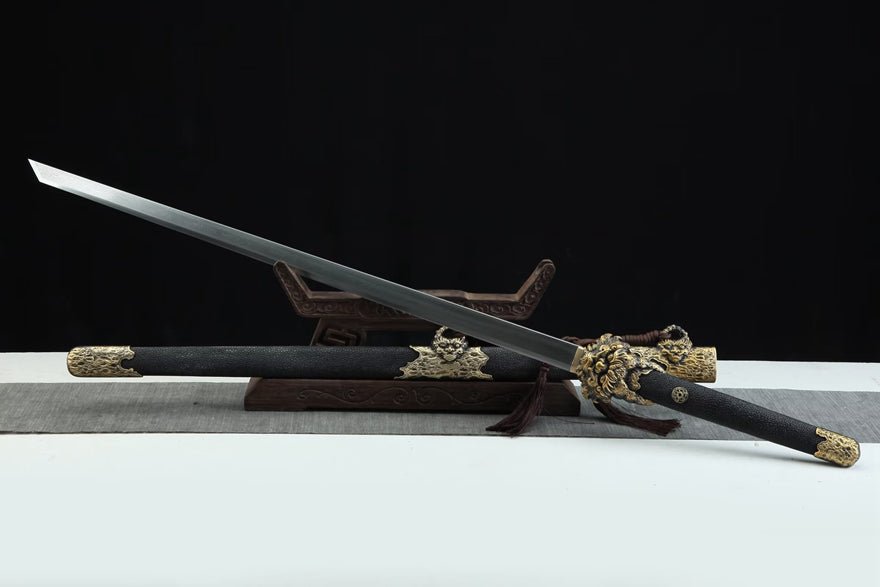 Tang Dao SkyFall Damascus Folded Clay Tempered Black Ray Skin Scabbard 天隕 | KatanaSwordArt Dao For Sale