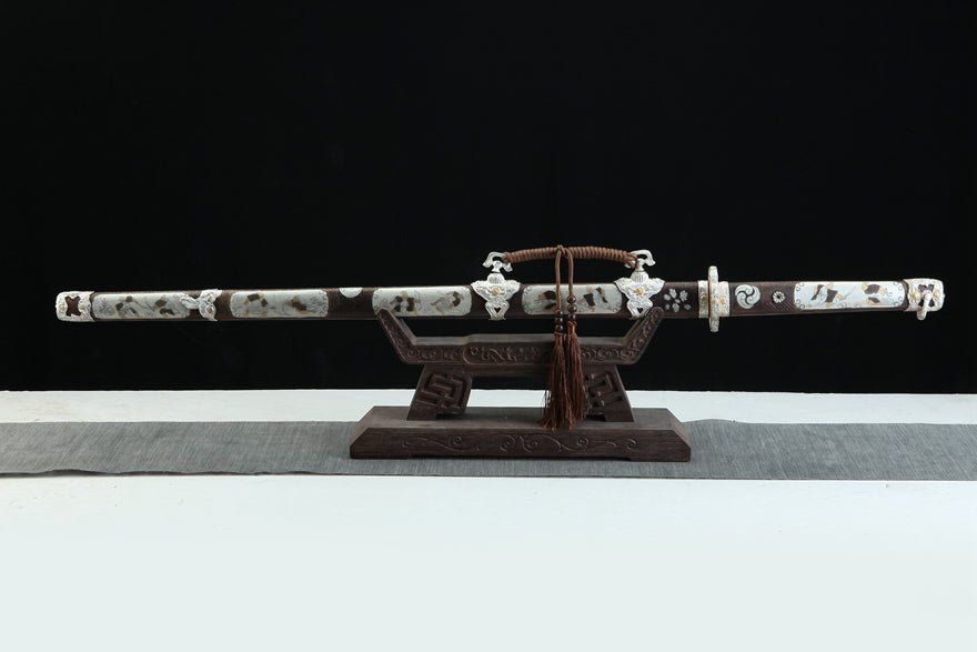 Tang Dao Whirlwind Damascus Folded Clay Tempered Brass Scabbard 旋風 | KatanaSwordArt Dao For Sale