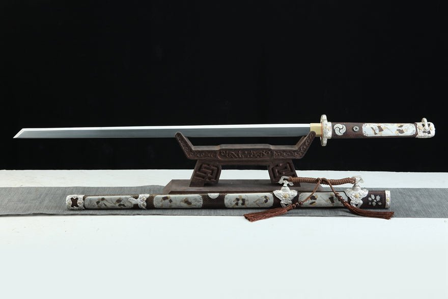 Tang Dao Whirlwind Damascus Folded Clay Tempered Brass Scabbard 旋風 | KatanaSwordArt Dao For Sale