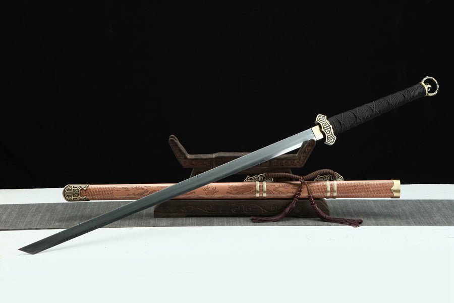 Tang Dao Xizhu Damascus Folded Clay Tempered Bronze Scabbard 戲珠 | KatanaSwordArt Dao For Sale