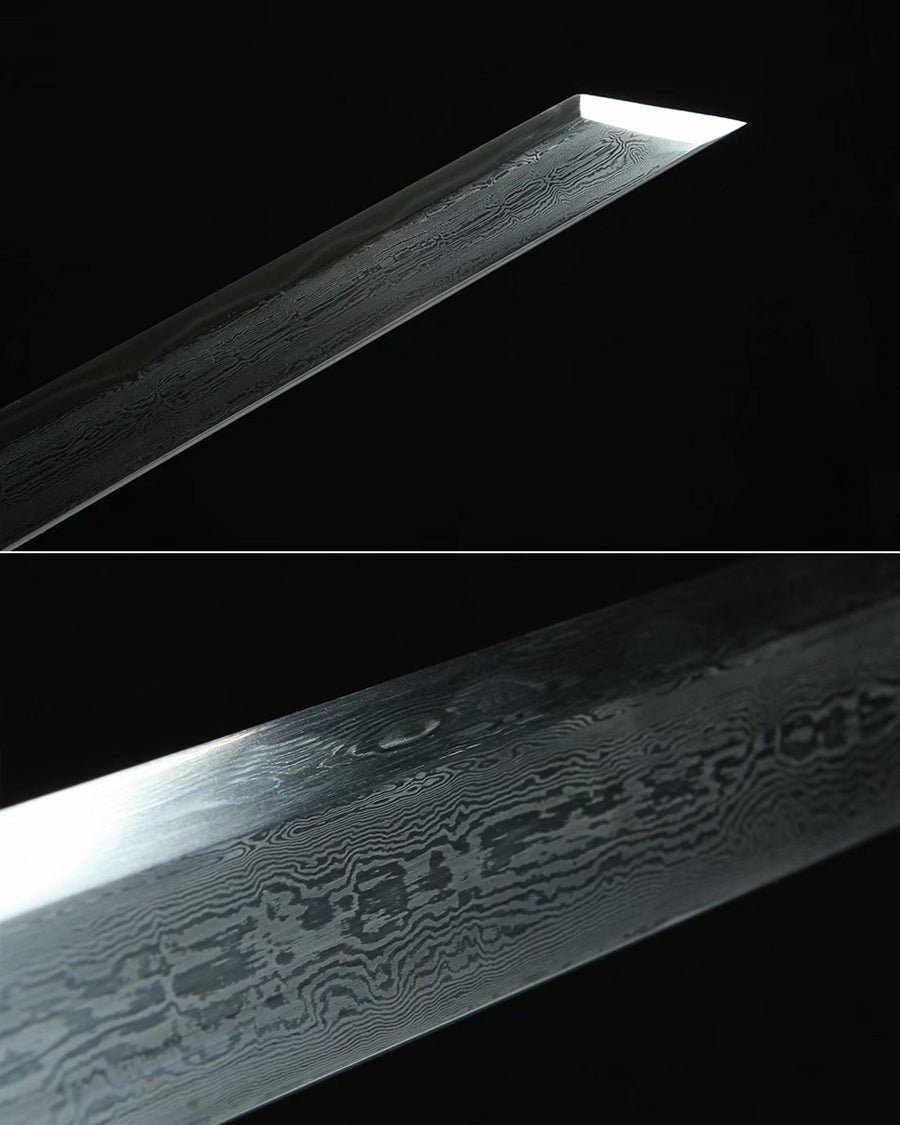 Tang Dao Xizhu Damascus Folded Clay Tempered Bronze Scabbard 戲珠 | KatanaSwordArt Dao For Sale