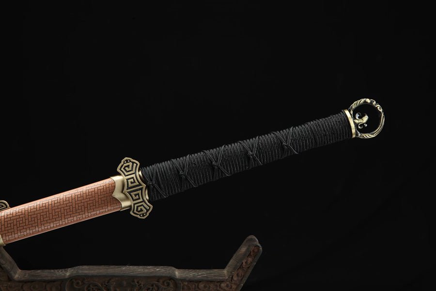 Tang Dao Xizhu Damascus Folded Clay Tempered Bronze Scabbard 戲珠 | KatanaSwordArt Dao For Sale