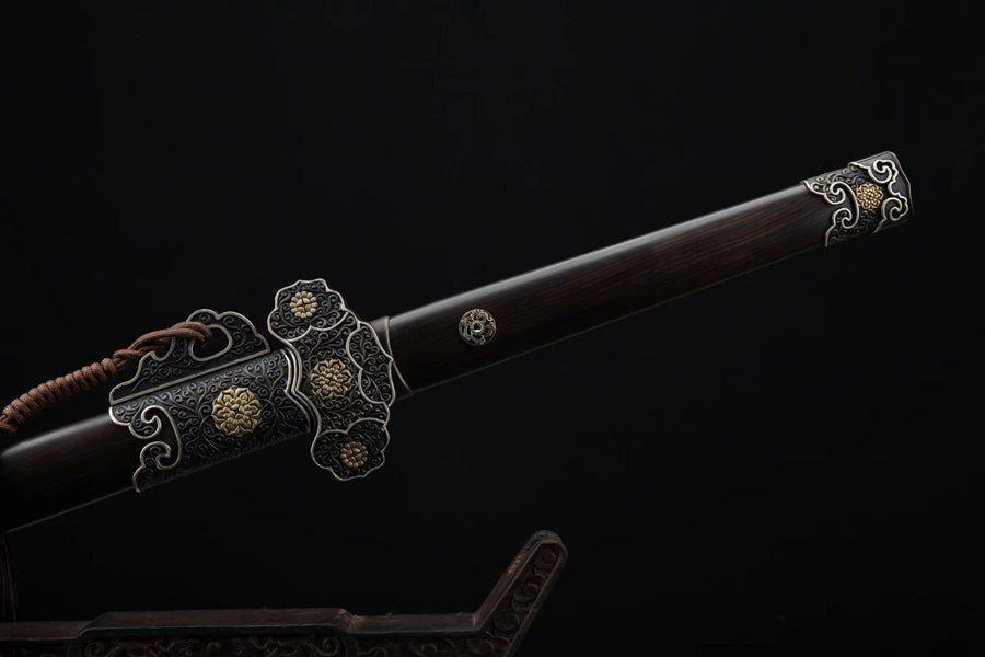 Tang Dao Xuanzong Damascus Folded Clay Tempered Ebony Wood Scabbard 玄宗 | KatanaSwordArt Dao For Sale