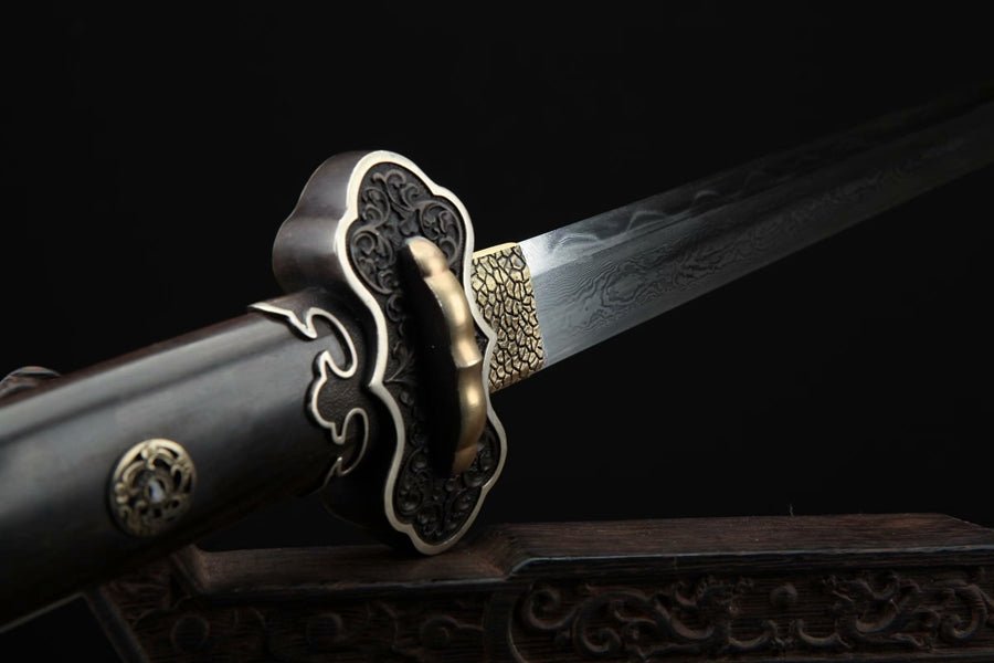 Tang Dao Xuanzong Damascus Folded Clay Tempered Ebony Wood Scabbard 玄宗 | KatanaSwordArt Dao For Sale