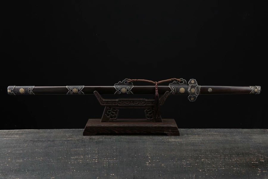 Tang Dao Xuanzong Damascus Folded Clay Tempered Ebony Wood Scabbard 玄宗 | KatanaSwordArt Dao For Sale