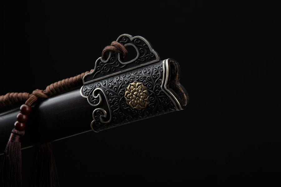 Tang Dao Xuanzong Damascus Folded Clay Tempered Ebony Wood Scabbard 玄宗 | KatanaSwordArt Dao For Sale