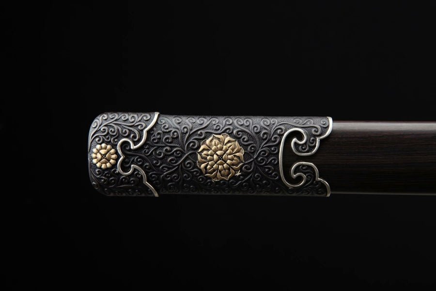 Tang Dao Xuanzong Damascus Folded Clay Tempered Ebony Wood Scabbard 玄宗 | KatanaSwordArt Dao For Sale
