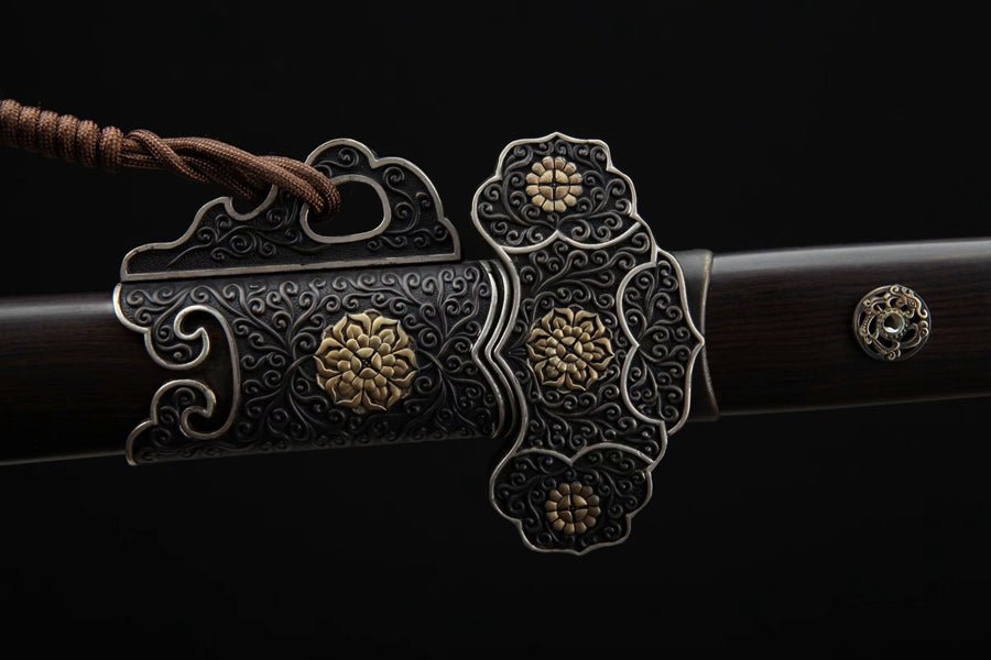 Tang Dao Xuanzong Damascus Folded Clay Tempered Ebony Wood Scabbard 玄宗 | KatanaSwordArt Dao For Sale