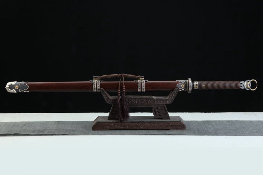 Tang Dao Yuhuan Damascus Folded Clay Tempered Rosewood Scabbard 玉環 | KatanaSwordArt Dao For Sale