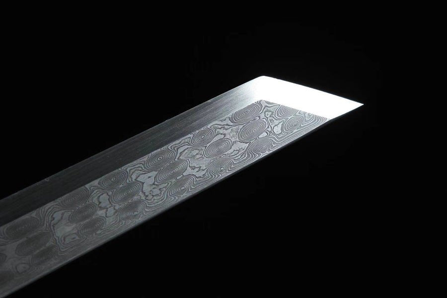 Tang Dao YuQian Damascus Folded Ebony Scabbard 雨錢 | KatanaSwordArt Dao For Sale