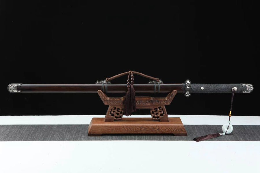 Tang Dao YuQian Damascus Folded Ebony Scabbard 雨錢 | KatanaSwordArt Dao For Sale