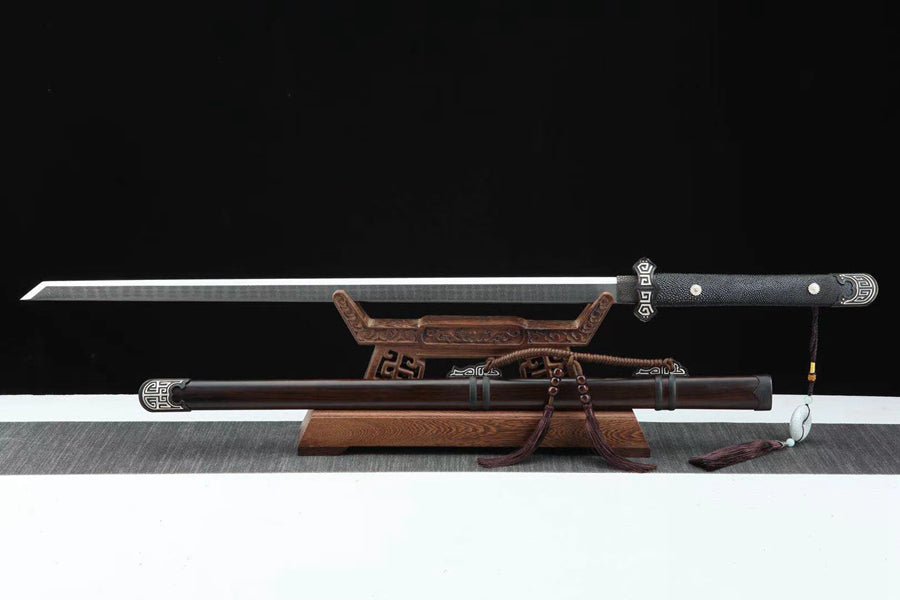 Tang Dao YuQian Damascus Folded Ebony Scabbard 雨錢 | KatanaSwordArt Dao For Sale