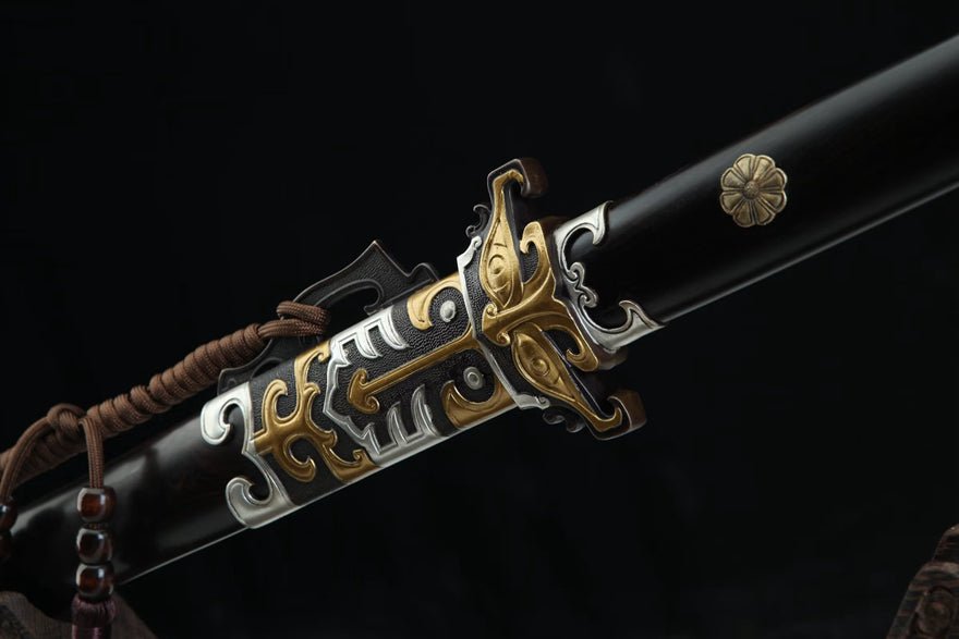 Tang Dao Zhonghua Damascus Folded Clay Tempered Ebony Wood Scabbard 中華 | KatanaSwordArt Dao For Sale