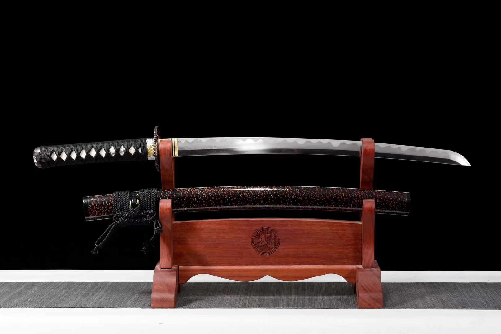 Wakizashi Sword Hua Kai Damascus Folded Clay Tempered 花开 | KatanaSwordArt Wakizashi For Sale 2025